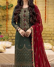 Asim Jofa Hunter Green Lawn Silk Suit- Pakistani Lawn Dress