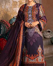 Asim Jofa Indigo/Orange Jacquard Suit- Pakistani Designer Lawn Suits