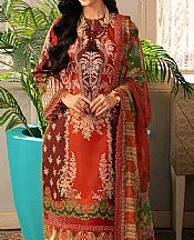 Asim Jofa Bright Orange Dobby Suit- Pakistani Designer Lawn Suits