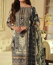 Asim Jofa Ivory/Black Cambric Suit (2 Pcs)- Pakistani Designer Lawn Suits