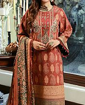 Asim Jofa Auburn Red Khaddar Suit- Pakistani Winter Dress