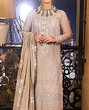 Tan Organza Net Suit- Pakistani Designer Lawn Dress