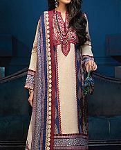 Ivory/Royal Blue Cambric Suit- Pakistani Winter Dress