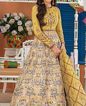 Asim Jofa Yellow Jacquard Suit- Pakistani Designer Chiffon Suit