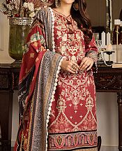 Asim Jofa Wine Red Khaddar Suit- Pakistani Winter Clothing