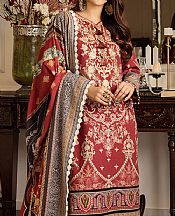 Asim Jofa Wine Red Khaddar Suit- Pakistani Winter Dress