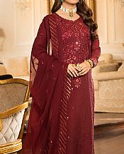 Asim Jofa Maroon Chanderi Cotton Suit- Pakistani Chiffon Dress