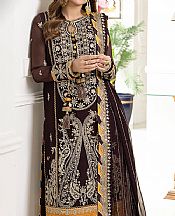Asim Jofa Dark Brown Chiffon Suit- Pakistani Designer Chiffon Suit