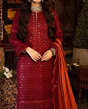 Asim Jofa Maroon/Orange Twill Suit- Pakistani Winter Dress