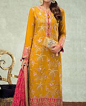 Asim Jofa Mustard Silk Suit- Pakistani Chiffon Dress