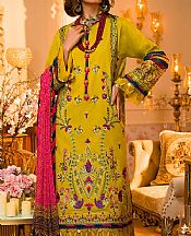 Saffron Yellow Lawn Suit- Pakistani Designer Lawn Dress
