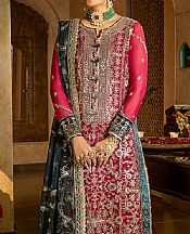 Asim Jofa Magenta Chiffon Suit- Pakistani Designer Chiffon Suit