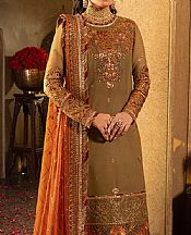 Asim Jofa Dirt Brown Chiffon Suit- Pakistani Chiffon Dress