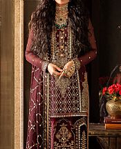Asim Jofa Wine Chiffon Suit- Pakistani Chiffon Dress
