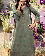 Asim Jofa Spanish Green Silk Suit- Pakistani Designer Chiffon Suit