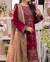 Asim Jofa Wine Red Silk Suit- Pakistani Chiffon Dress