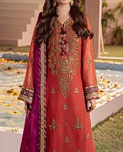 Asim Jofa Bright Orange Chiffon Suit- Pakistani Chiffon Dress
