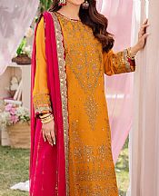 Asim Jofa Pumpkin Orange Chiffon Suit- Pakistani Designer Chiffon Suit