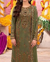 Asim Jofa Green Silk Suit- Pakistani Designer Chiffon Suit