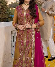Asim Jofa Lu__ Gold Chiffon Suit- Pakistani Designer Chiffon Suit