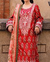 Asim Jofa Red Lawn Suit (2 pcs)- Pakistani Lawn Dress