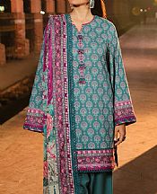 Asim Jofa Teal Lawn Suit- Pakistani Lawn Dress