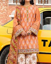 Asim Jofa Pastel Orange Lawn Suit- Pakistani Designer Lawn Suits