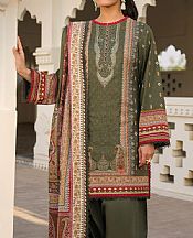 Asim Jofa Green Lawn Suit- Pakistani Designer Lawn Suits