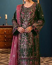 Asim Jofa Dark Green Lawn Suit- Pakistani Designer Lawn Suits