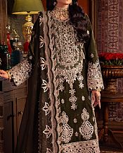 Asim Jofa Olive Green Velvet Suit- Pakistani Winter Clothing