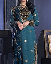 Teal Cotton Silk Suit- Pakistani Chiffon Dress