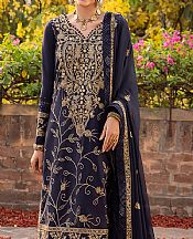 Asim Jofa Navy Blue Lawn Silk Suit- Pakistani Designer Lawn Suits