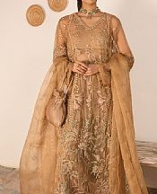 Ayesha Usman Sand Gold Net Suit- Pakistani Designer Chiffon Suit
