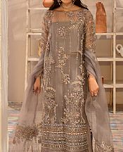 Ayesha Usman Light Grey Organza Suit- Pakistani Designer Chiffon Suit