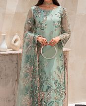 Ayesha Usman Light Turquoise Organza Suit- Pakistani Designer Chiffon Suit