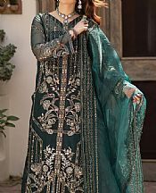 Ayesha Usman Dark Green Organza Suit- Pakistani Designer Chiffon Suit