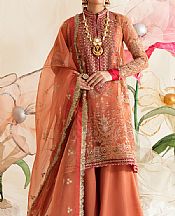 Ayzel Peach Organza Suit- Pakistani Chiffon Dress