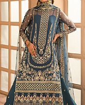 Ayzel Slate Blue Organza Suit- Pakistani Chiffon Dress