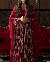 Ayzel Dark Scarlet Chiffon Suit- Pakistani Designer Chiffon Suit