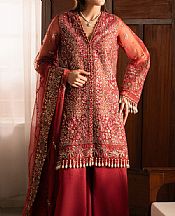 Ayzel Wine Red Organza Suit- Pakistani Chiffon Dress