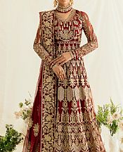 Ayzel Maroon/Gold Net Suit- Pakistani Chiffon Dress