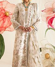 Ayzel White Raw Silk Suit- Pakistani Designer Chiffon Suit