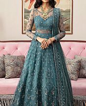 Ayzel Teal Net Suit- Pakistani Chiffon Dress