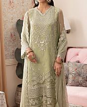 Ayzel Green Smoke Chiffon Suit- Pakistani Designer Chiffon Suit