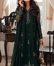 Azure Bottle Green Chiffon Suit- Pakistani Chiffon Dress