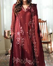 Azure Wine Net Suit- Pakistani Designer Chiffon Suit