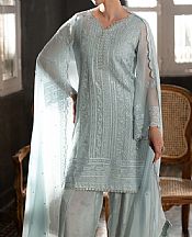 Azure Cadet Grey Chiffon Suit- Pakistani Designer Chiffon Suit