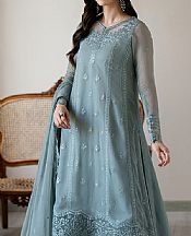Azure Cadet Grey Chiffon Suit- Pakistani Designer Chiffon Suit