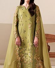 Azure Khaki Green Lawn Suit- Pakistani Lawn Dress