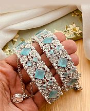 Women Bangles- Silver/Mint